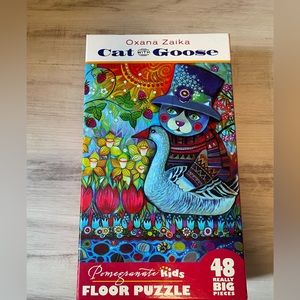 Oxana Zaika Cat with Goose Large Piece Floor Puzzle